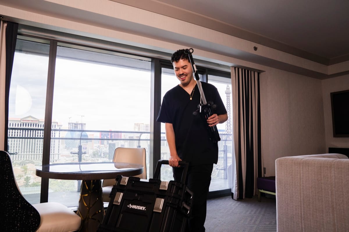 A Reset IV nurse arriving at a Las Vegas hotel suite with the treatment case